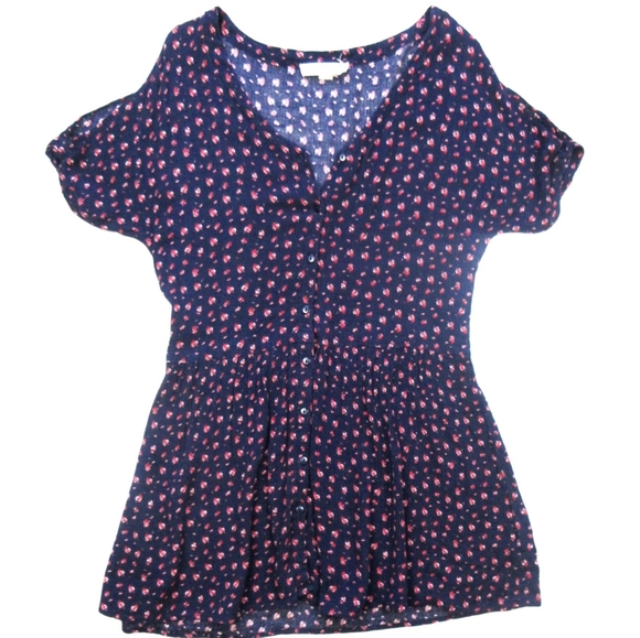 Staring At Stars Button Down Dress Peakaboo Sleeve Floral Small - Picture 7 of 7